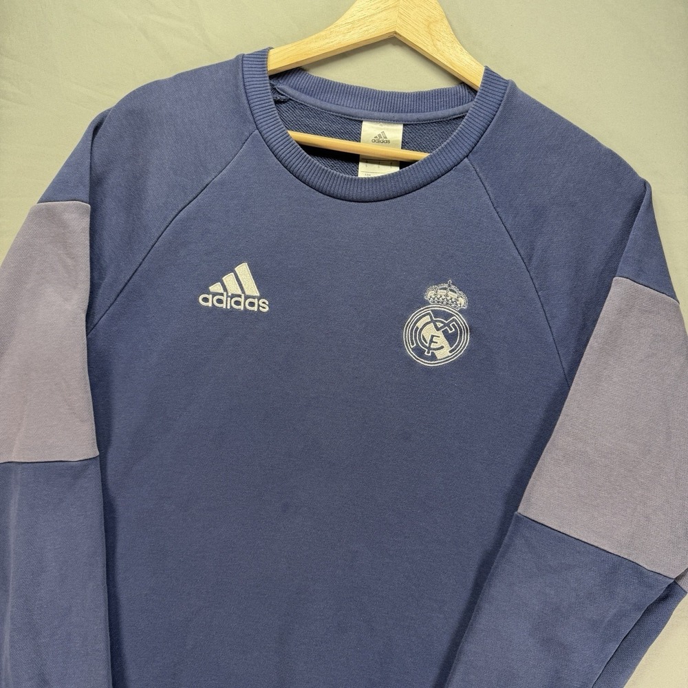 Adidas Real Madrid Crewneck Sweatshirt Mens Small Blue Soccer Crest Logo